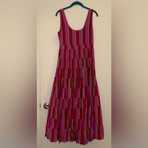 Mister Zimi Red pink green Striped maxi Dress size US 6